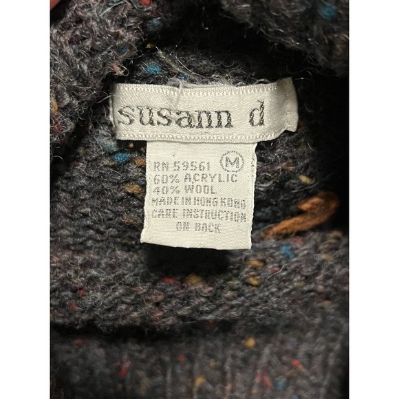 Susann D Size Medium Hand-Knit Wool Blend Multicolor Art-to-Wear Womens Sweater - Picture 5 of 10
